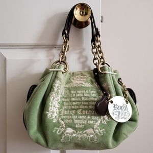 Juicy Couture pea green velour hobo handbag